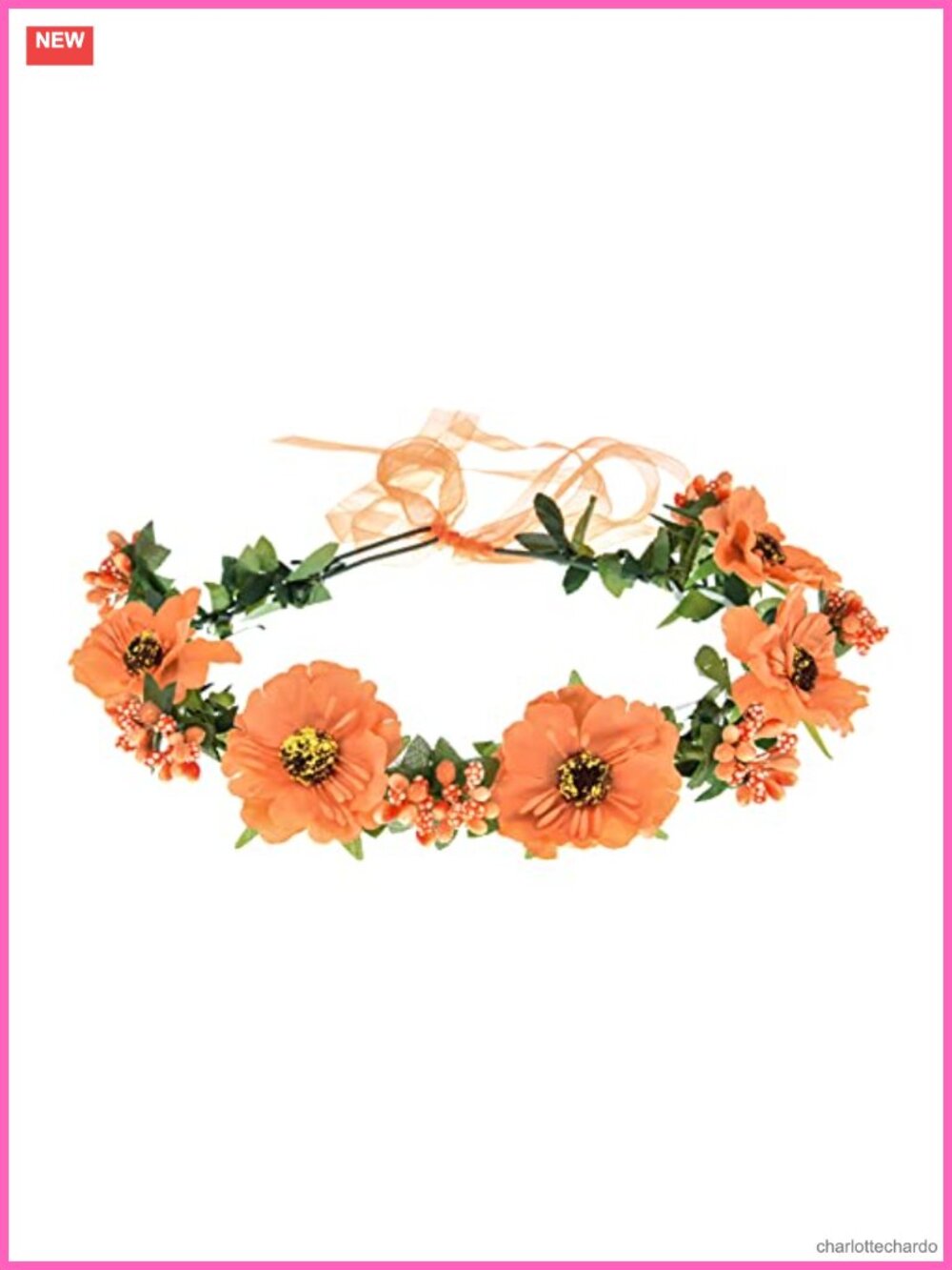 Handmade Floral Crown Wreath Headband Adjustable Ribbon Boho Garland Halo